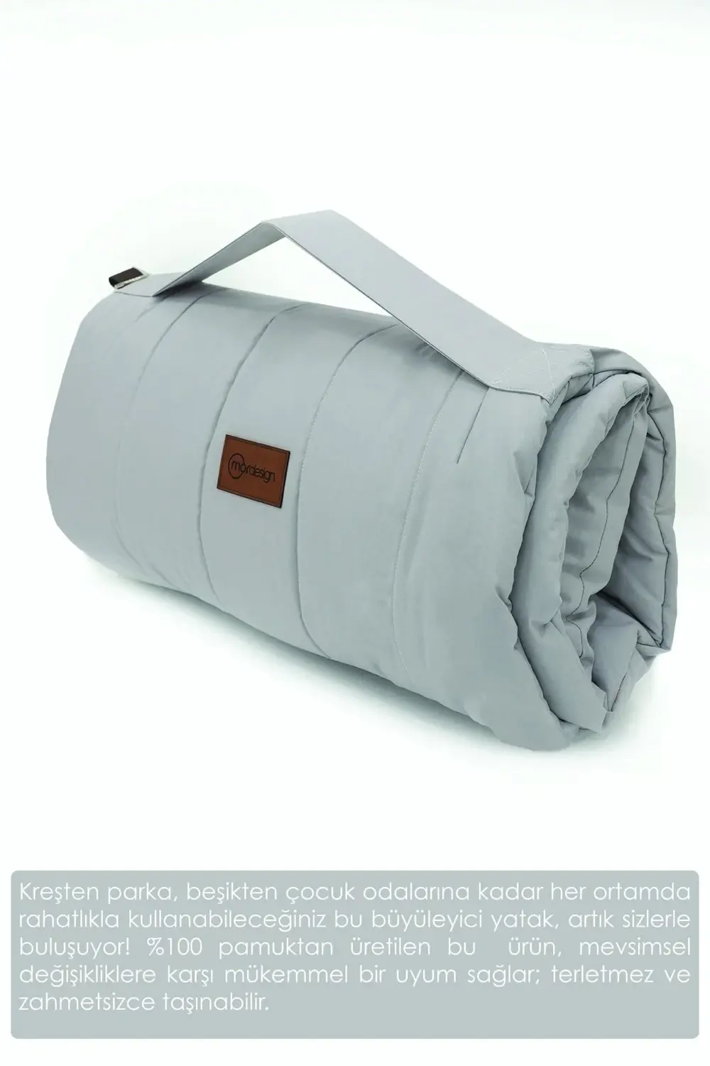 Mordesign Çocuk İçin Taşınabilir Yatak, Kreş Yatak Seti, Kampet Yatağı, Mor