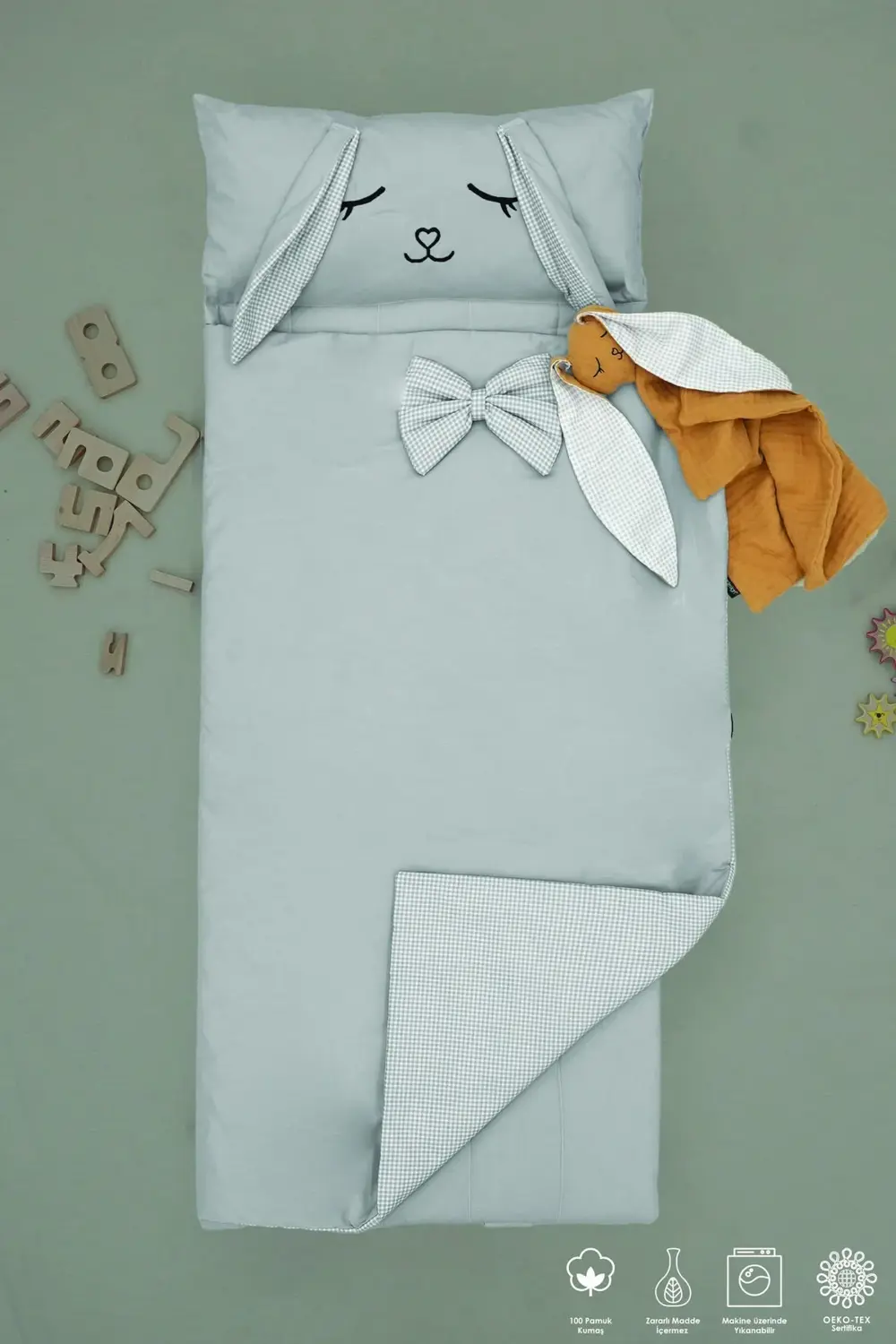 Mordesign Çocuk İçin Taşınabilir Yatak, Kreş Yatak Seti, Kampet Yatağı, Mor