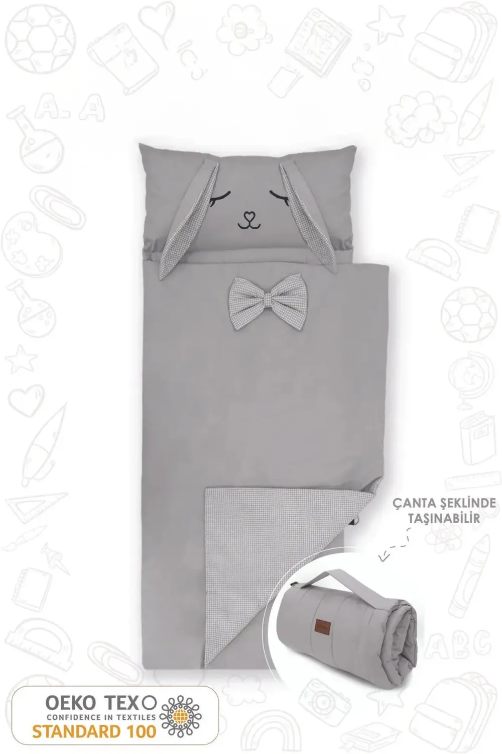 Mordesign Çocuk İçin Taşınabilir Yatak, Kreş Yatak Seti, Kampet Yatağı, Mor