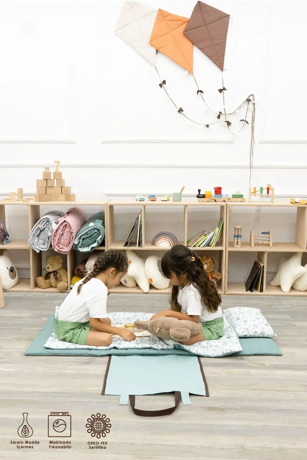 Mordesign Çocuk İçin Taşınabilir Yatak Seti, Kreş Yatak Seti, Kanvas Çantal