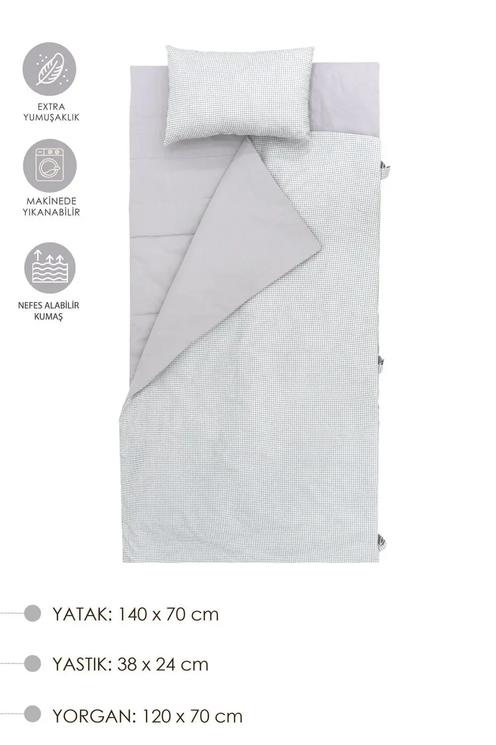 Mordesign Çocuk İçin Taşınabilir Yatak Seti, Kreş Yatak Seti, Kanvas Çantal