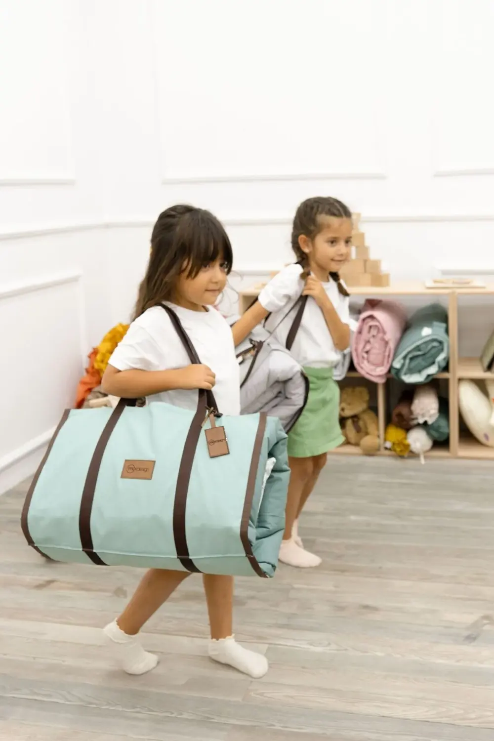 Mordesign Çocuk İçin Taşınabilir Yatak Seti, Kreş Yatak Seti, Kanvas Çantal