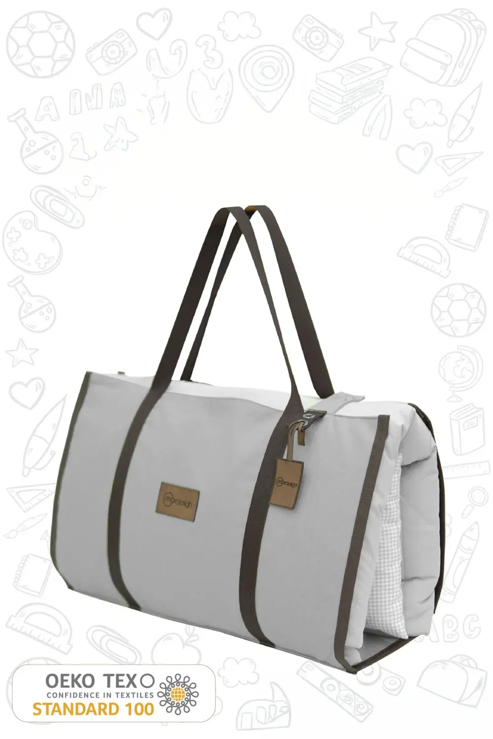 Mordesign Çocuk İçin Taşınabilir Yatak Seti, Kreş Yatak Seti, Kanvas Çantal