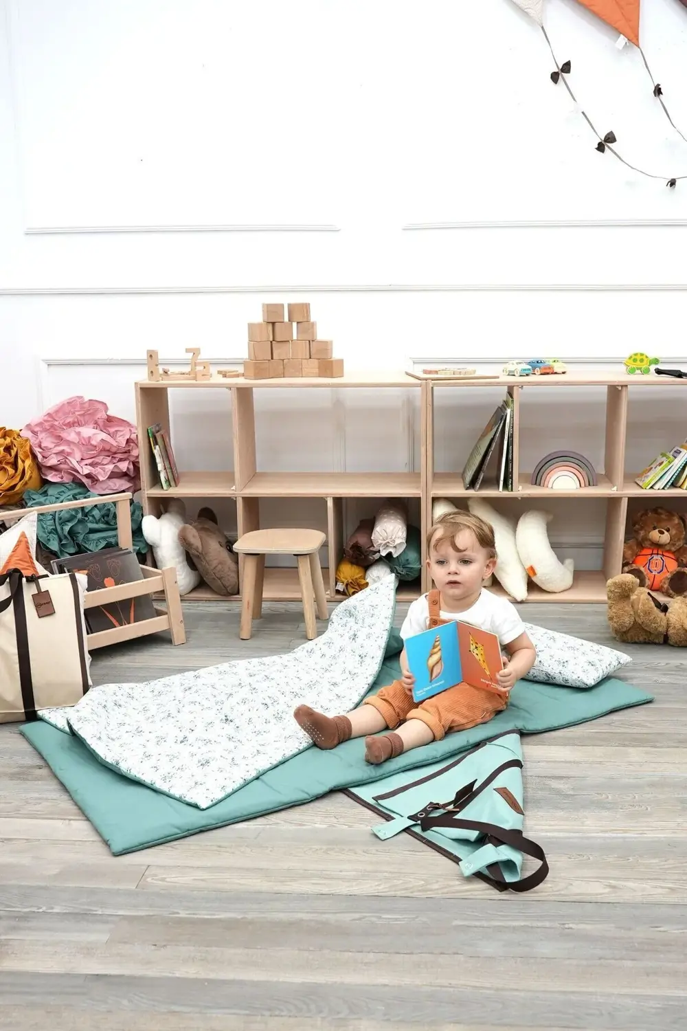 Mordesign Çocuk İçin Taşınabilir Yatak Seti, Kreş Yatak Seti, Kanvas Çantal
