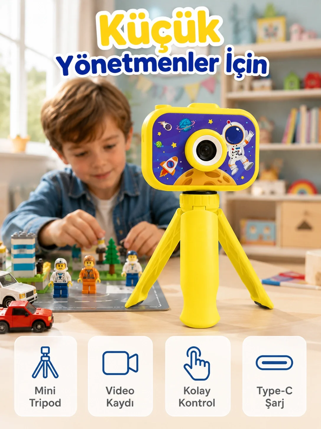 Çocuk Kamerası Fotoğraf ve Video Çekimi Mini Tripodlu Şarjlı Dijital Kamera 2.0 TFT Ekran Çocuk Kamerası Fotoğraf ve Video Çekimi Mini Tripodlu Şarjlı Dijital Kamera 2.0 TFT Ekran