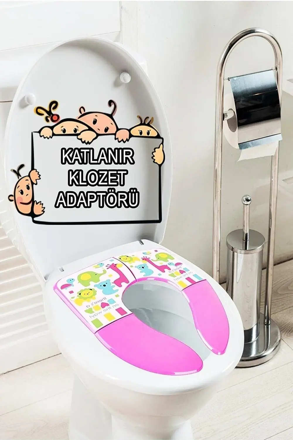 Çocuk Klozet Kapağı Tuvalet Eğitici Alıştırıcı Katlanabilir Adapt