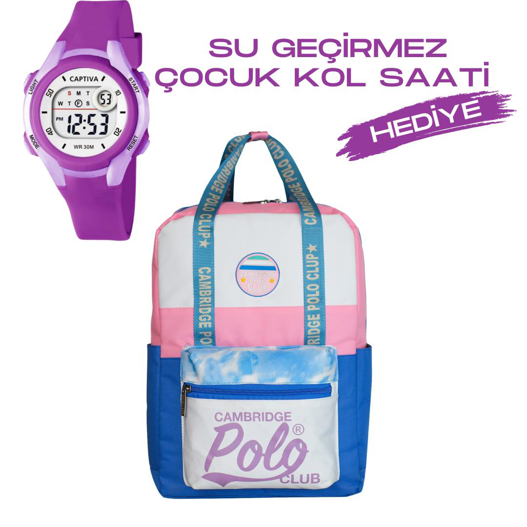Çocuk Kol Saati Hediyeli Cambridge Polo Club Büyük Kapasiteli Çoc