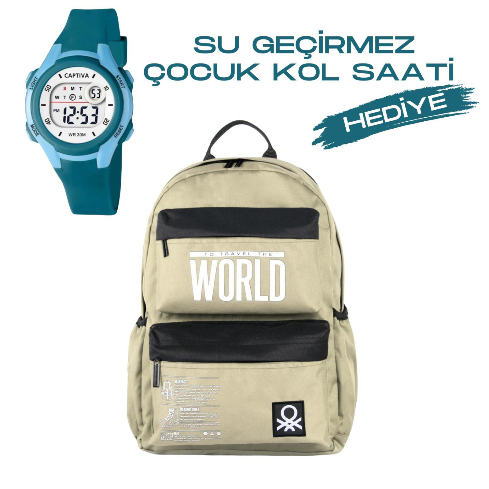 Çocuk Kol Saati Hediyeli Benetton Büyük Kapasiteli Çocuk Okul Çan