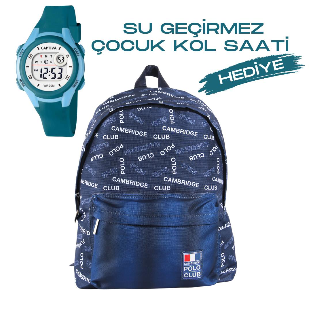 Çocuk Kol Saati Hediyeli Cambridge Polo Club Büyük Kapasiteli Çoc