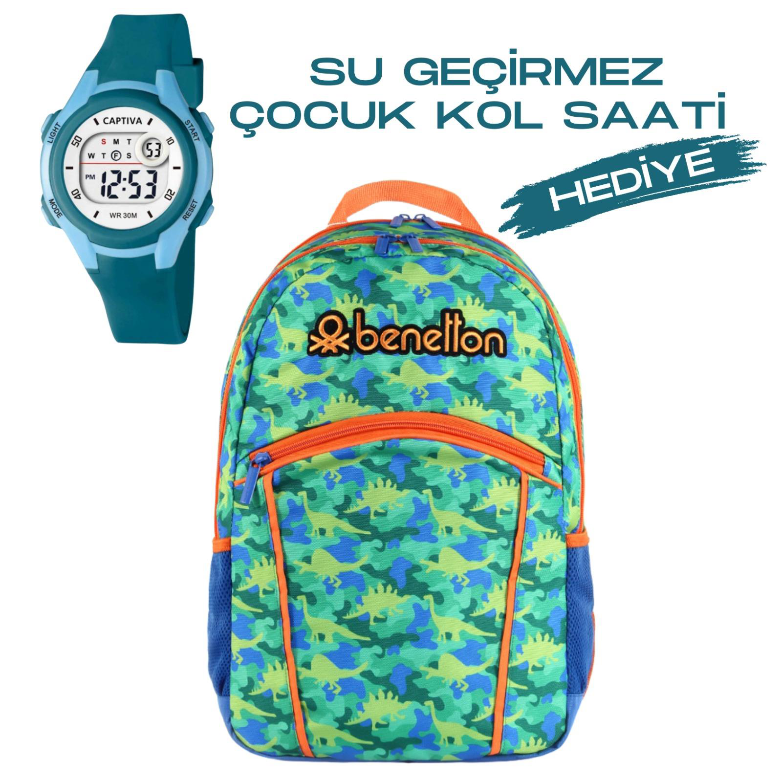 Çocuk Kol Saati Hediyeli Benetton Büyük Kapasiteli Çocuk Okul Çan