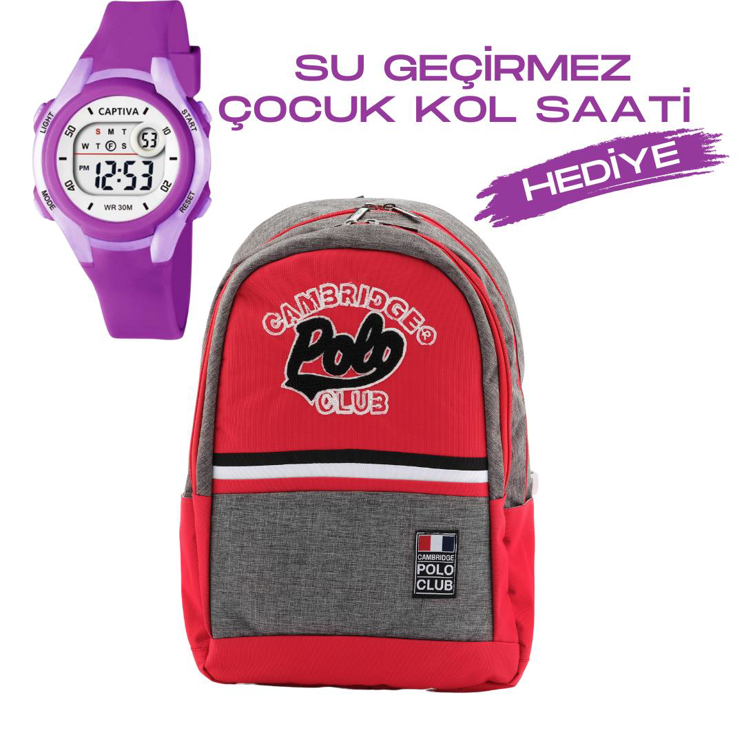 Çocuk Kol Saati Hediyeli Cambridge Polo Club Büyük Kapasiteli Çoc