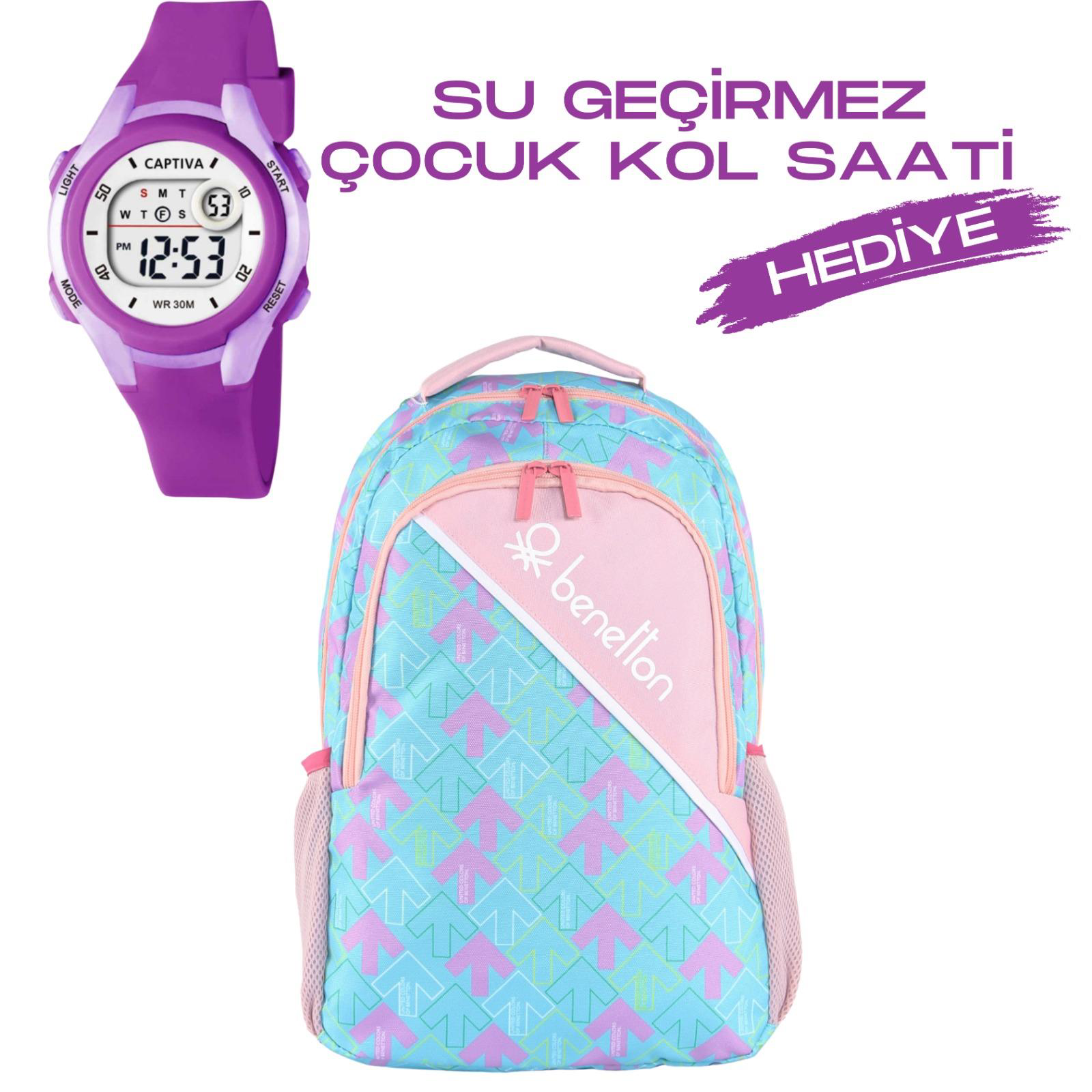 Çocuk Kol Saati Hediyeli Benetton Büyük Kapasiteli Çocuk Okul Çan