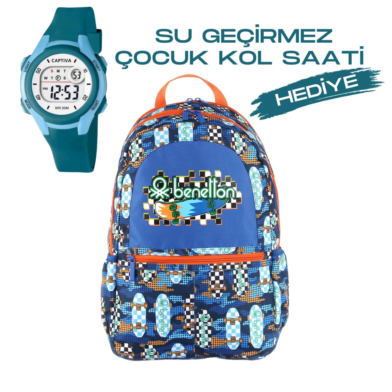 Çocuk Kol Saati Hediyeli Benetton Büyük Kapasiteli Çocuk Okul Çan