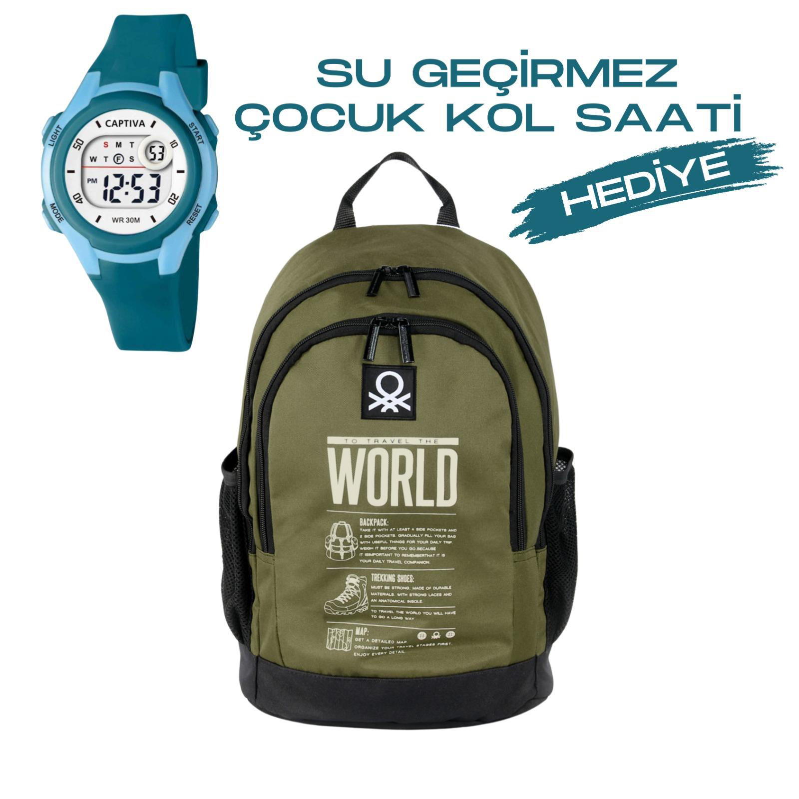 Çocuk Kol Saati Hediyeli Benetton Büyük Kapasiteli Çocuk Okul Çan
