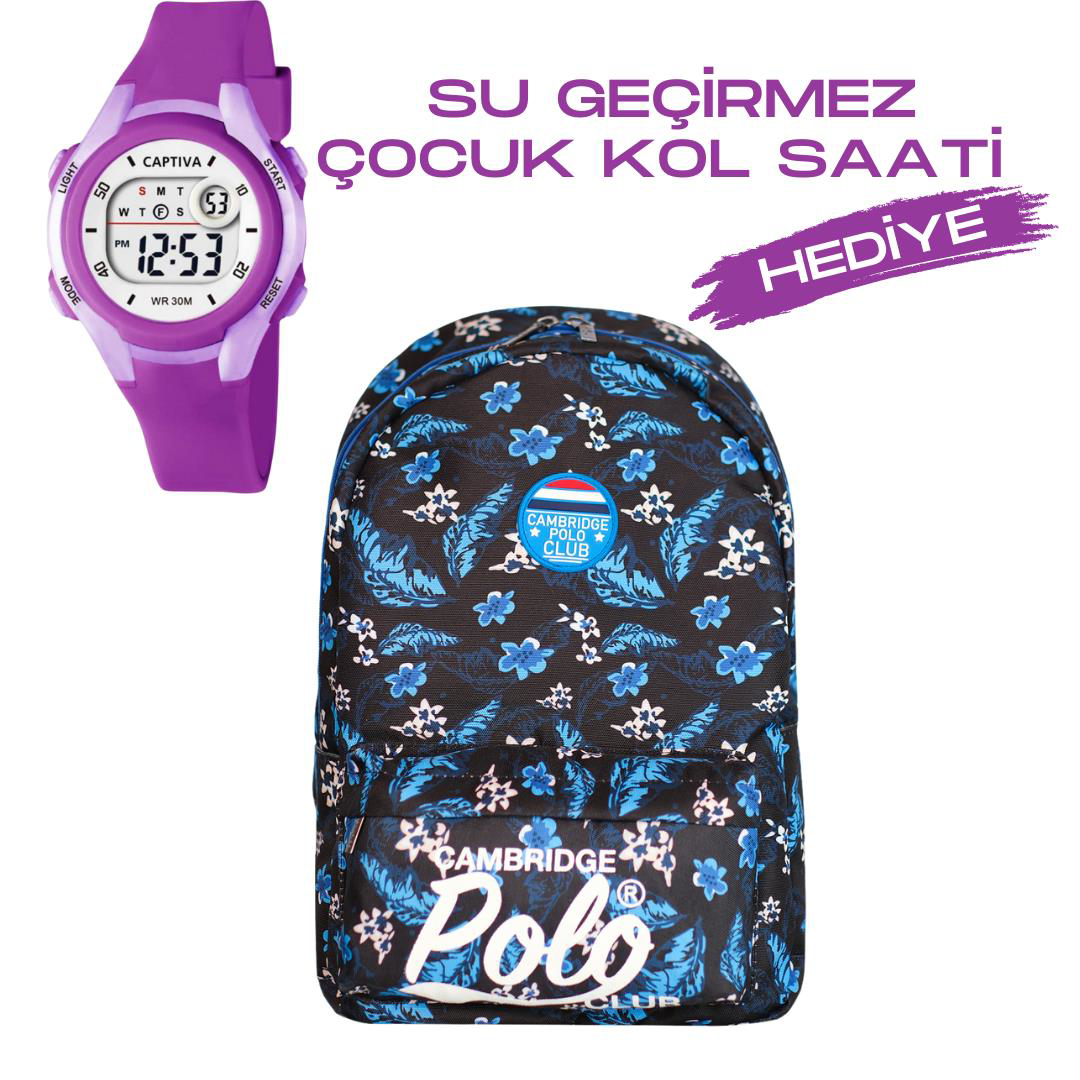 Çocuk Kol Saati Hediyeli Cambridge Polo Club Büyük Kapasiteli Çoc