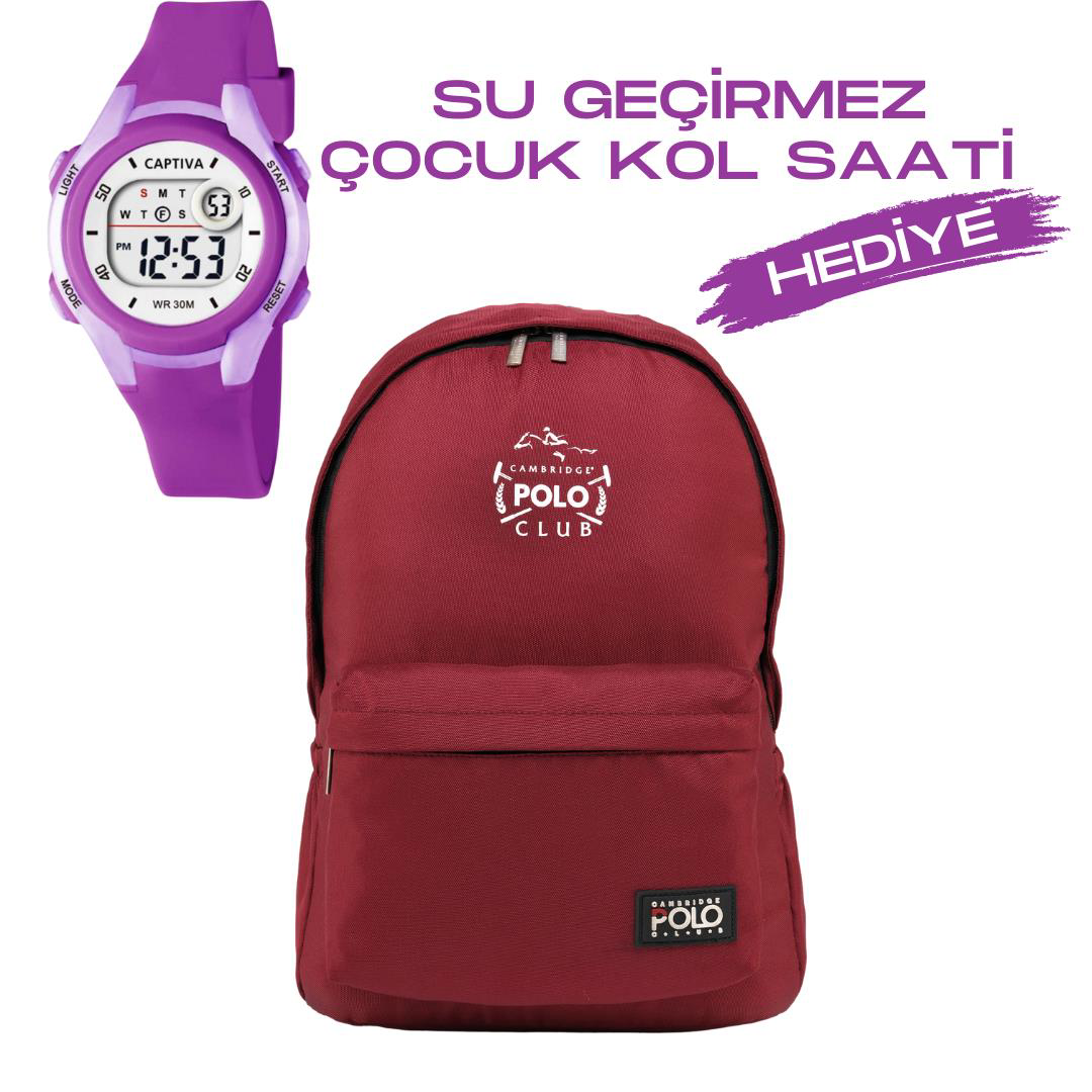 Çocuk Kol Saati Hediyeli Cambridge Polo Club Büyük Kapasiteli Çoc