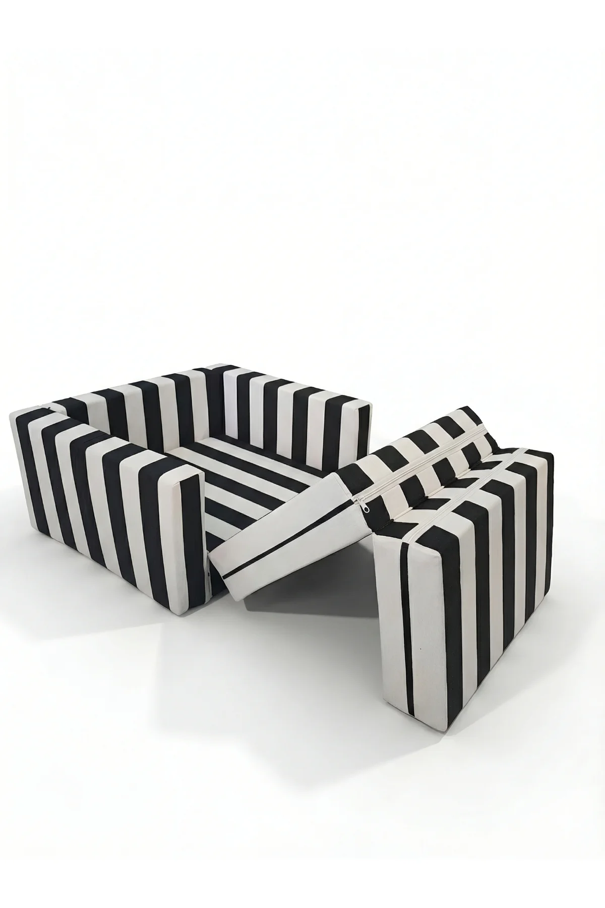 Çocuk Koltuğu Komple Sünger Katlanabilir Yataklı Minder Yatak (0-4 YAŞ) SİYAH BEYAZ TARAFTAR DESEN