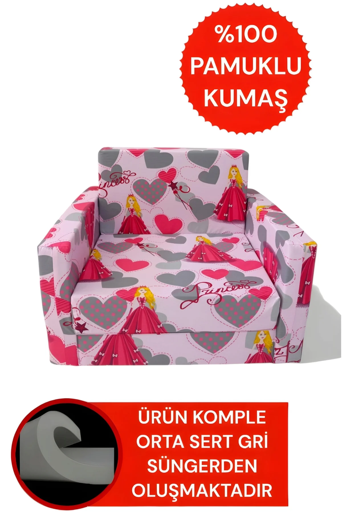 Çocuk Koltuğu Komple Sünger Katlanabilir Yataklı %100 Pamuklu Kum