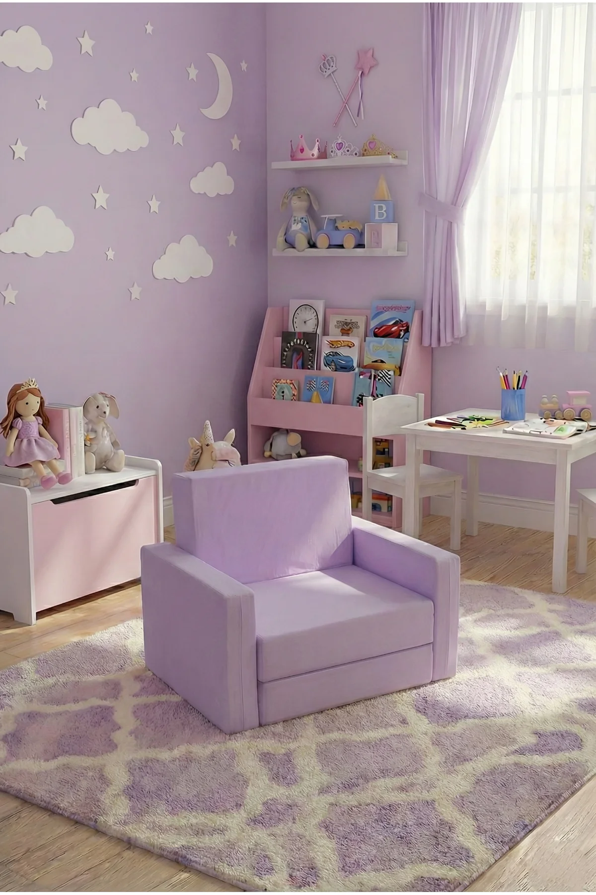 Çocuk Koltuğu Komple Sünger Katlanabilir Yataklı (0-4 YAŞ) Lila