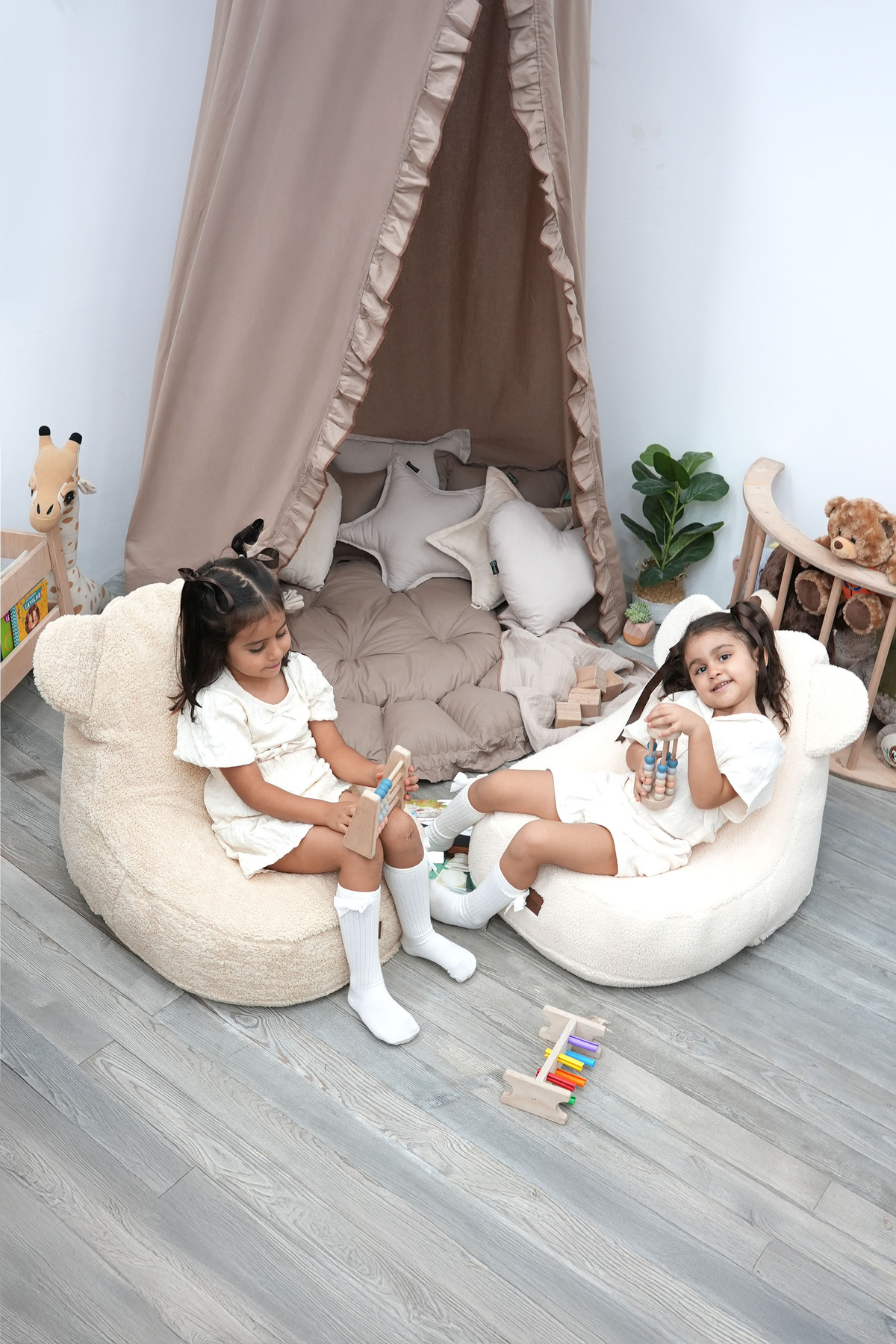 Mordesign Çocuk Koltuğu Puf,Teddy Ayı Figürlü Sevimli Dekoratif Rahat Oyun