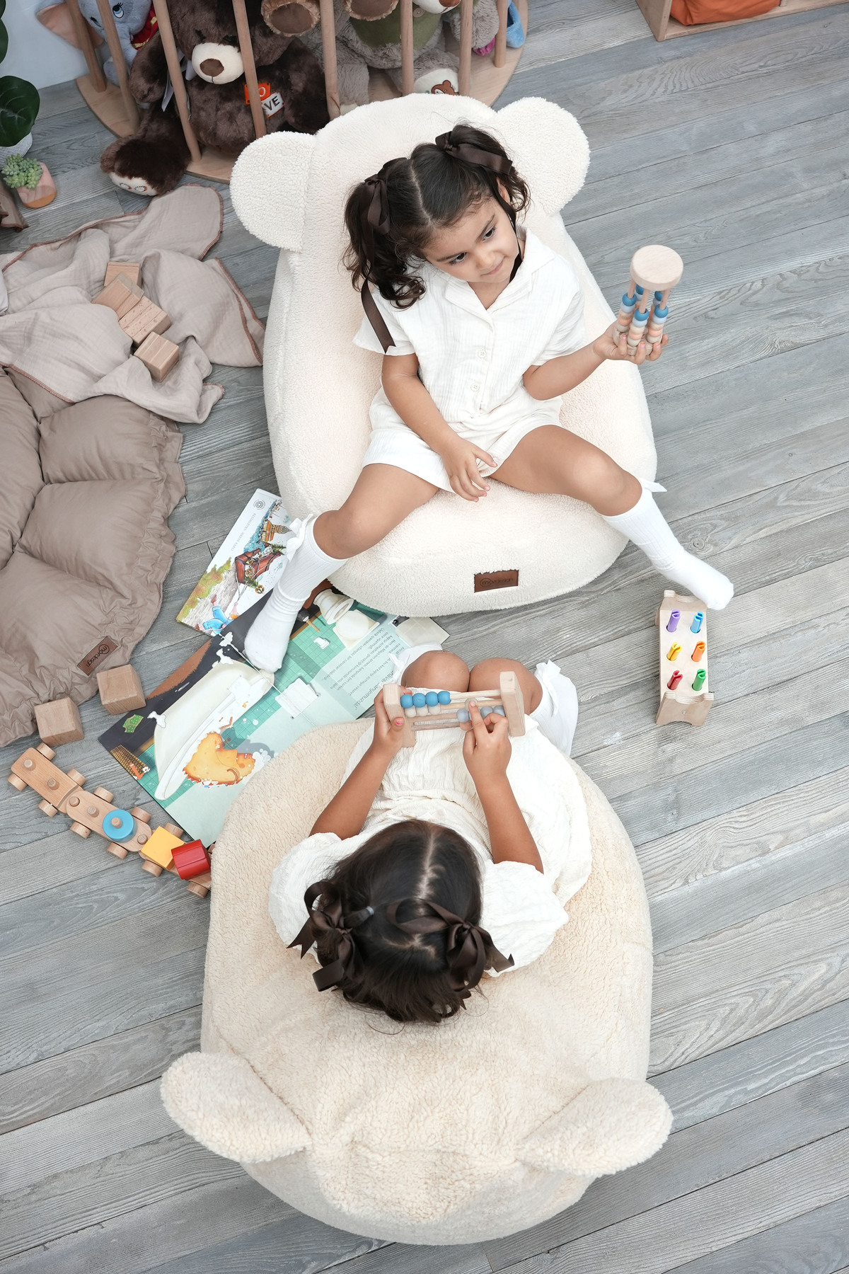 Mordesign Çocuk Koltuğu Puf,Teddy Ayı Figürlü Sevimli Dekoratif Rahat Oyun