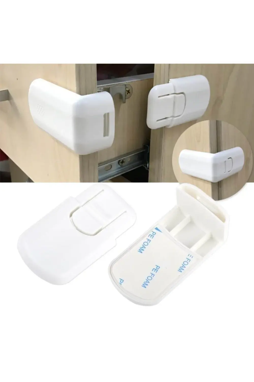 Çocuk Koruma Kilidi 2 Adet Köşe Bebek Güvenlik Kilit Dolap Çekmec