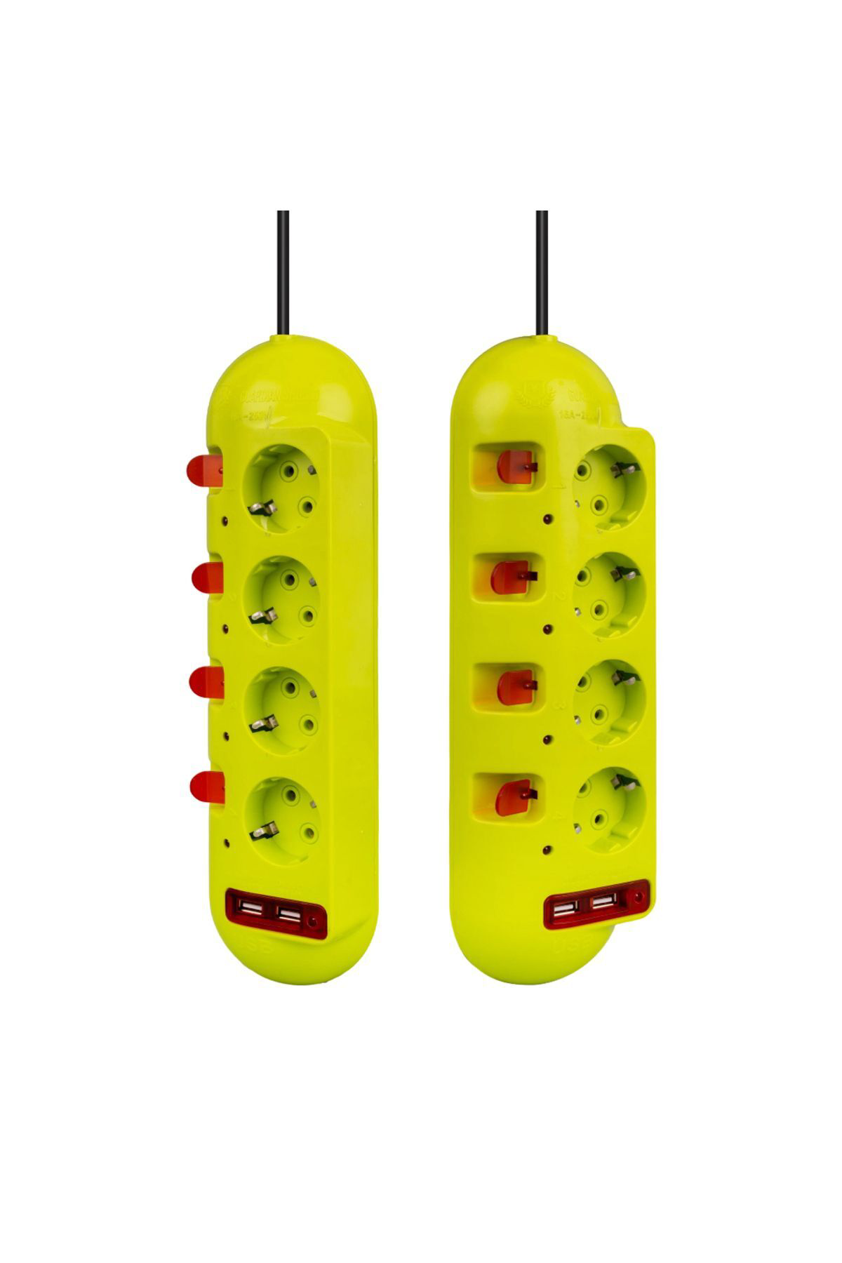 Çocuk Korumalı 2 USB Girişli 4 Topraklı Ayrı Anahtarlı Grup Priz 1.5 Metre Kablolu KPF9-H63 Çocuk Korumalı 2 USB Girişli 4 Topraklı Ayrı Anahtarlı Grup Priz 1.5 Metre Kablolu KPF9-H63