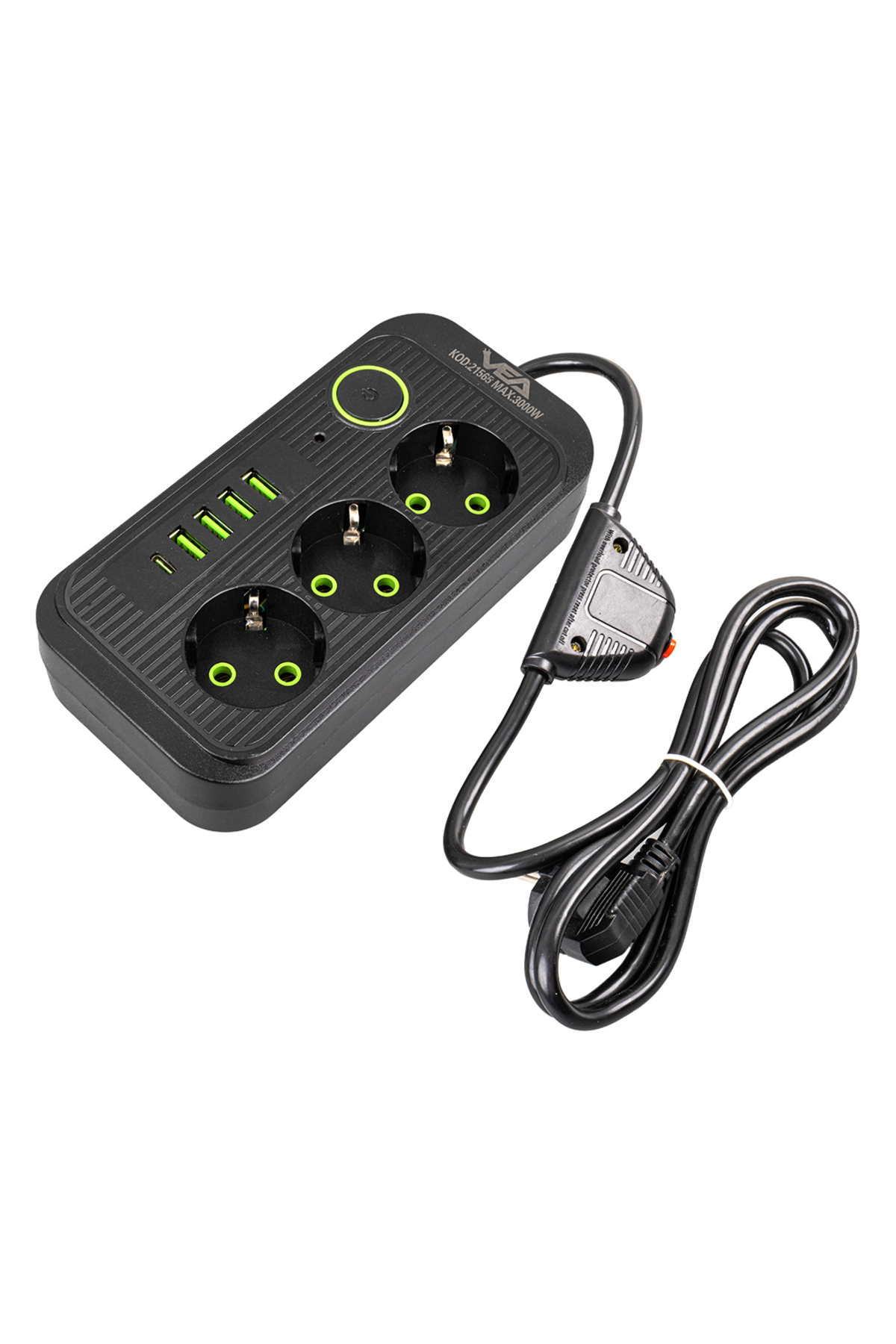 Çocuk Korumalı 4 Elektrik Prizi + 4 USB + 1 TYPE-C Giriş 1.5 Metre Uzatma Kablolu AXE55-71F3