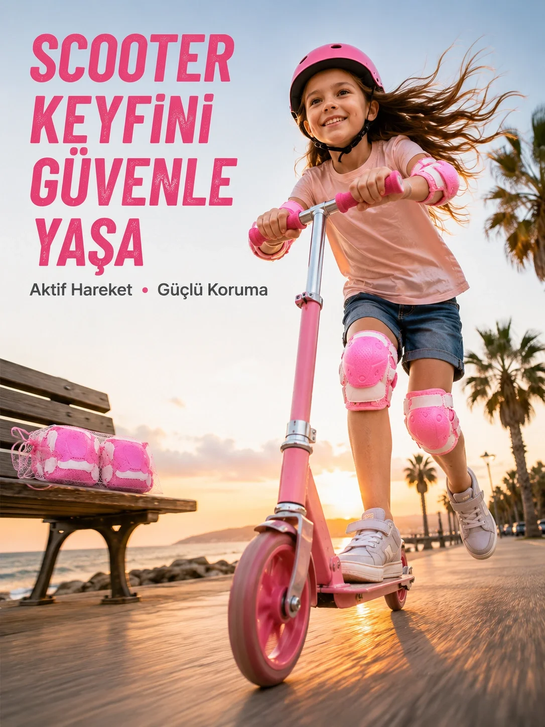 Çocuk Koruyucu Pembe Çocuk Koruyucu Spor Seti Dizlik Dirseklik El Bilek Koruyucu Fiyatı, Yorumları ve Özellikleri
