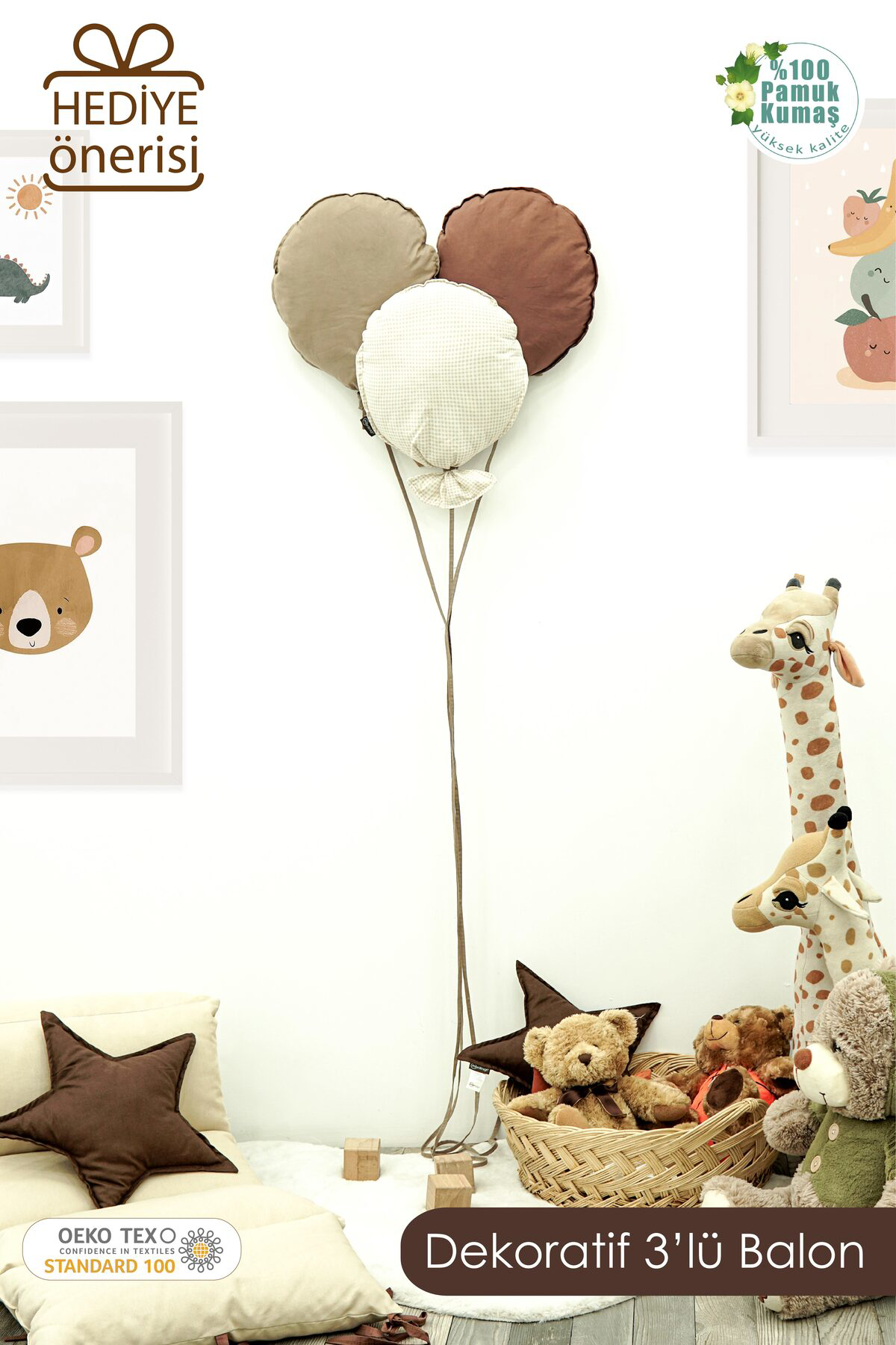 Çocuk Odası Dekorasyonu 3'lü Balon Set, Bebek Odası Dekoratif Bal