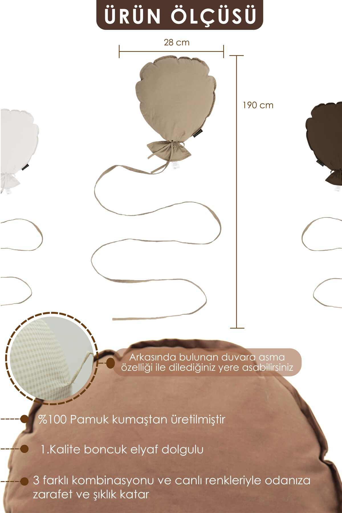Çocuk Odası Dekorasyonu 3'lü Balon Set, Bebek Odası Dekoratif Bal