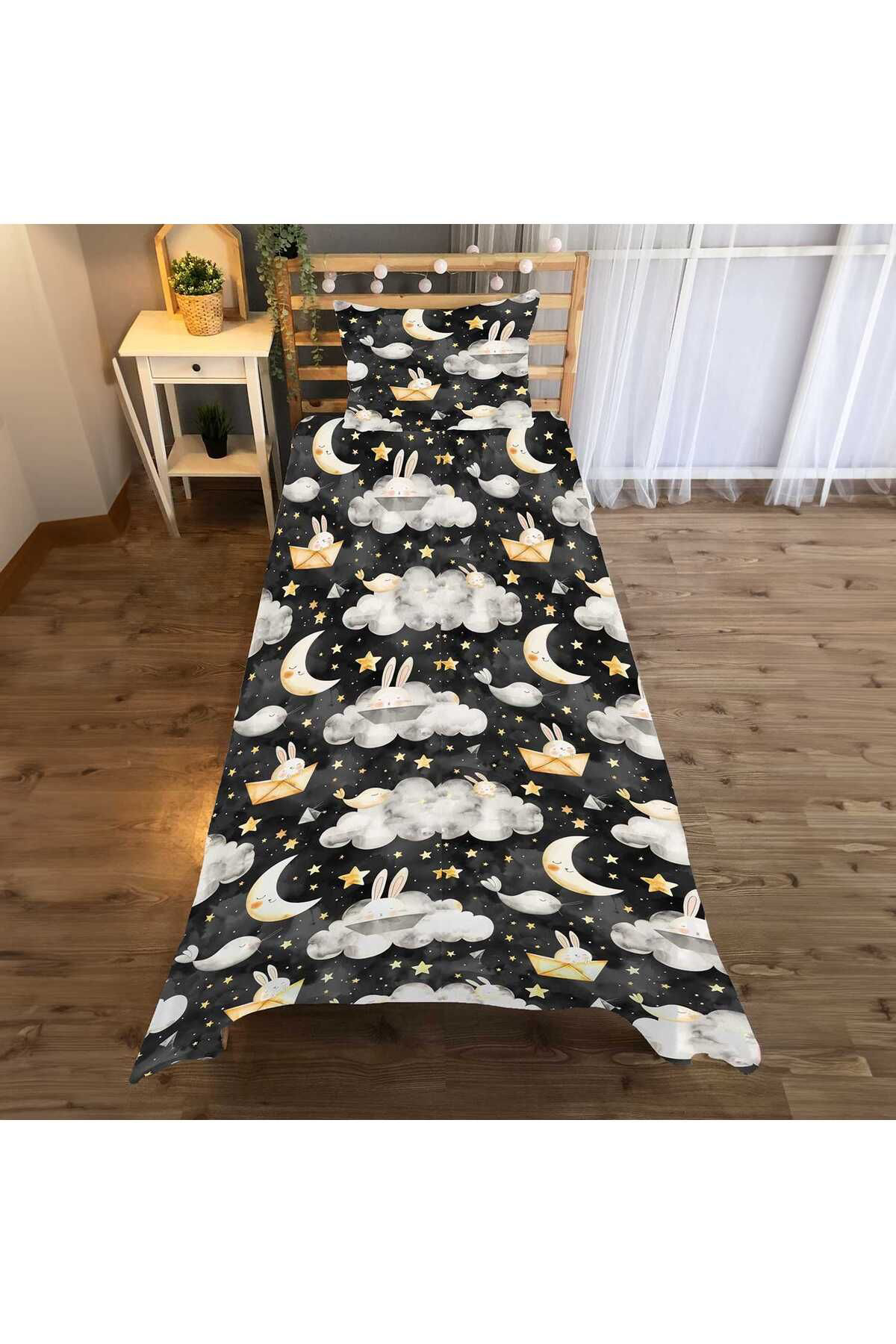 Evan Home Çocuk Odası Takım Perde (İki Kanat),Yatak Örtüsü,Yastık,Kırlent ,Halı,