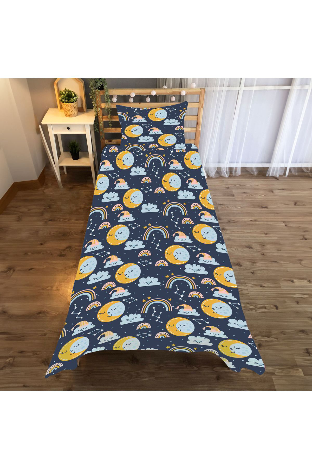 Evan Home Çocuk Odası Takım Perde (İki Kanat),Yatak Örtüsü,Yastık,Kırlent ,Halı,