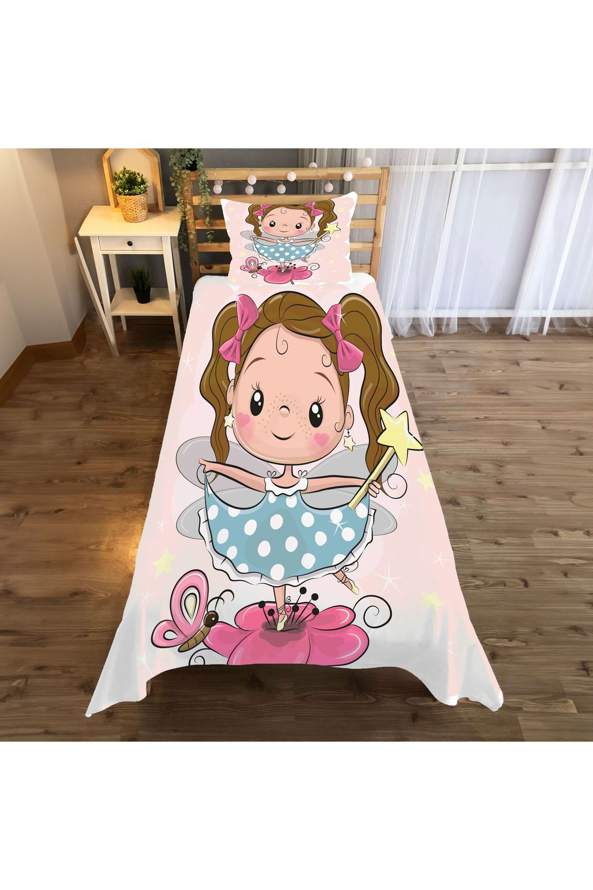 Evan Home Çocuk Odası Takım Perde (İki Kanat),Yatak Örtüsü,Yastık,Kırlent ,Halı,