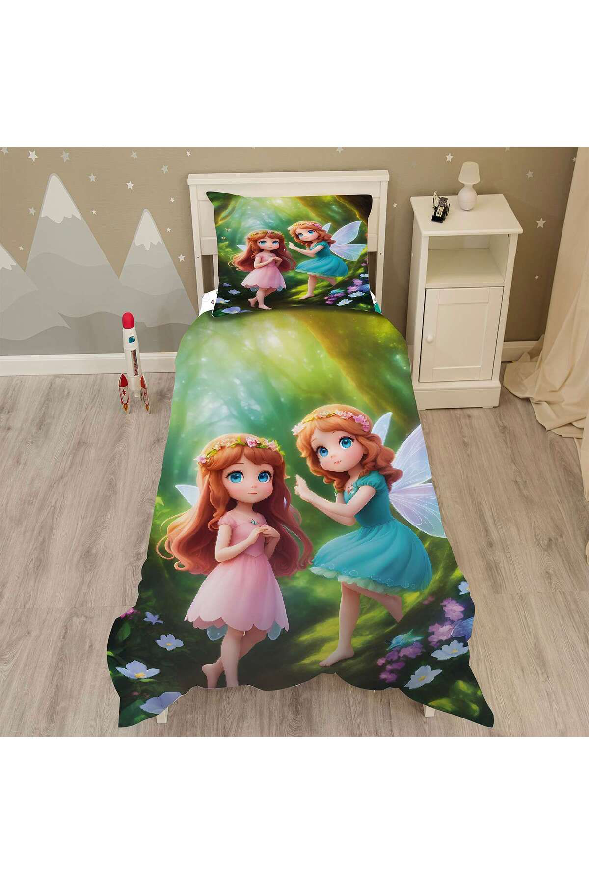 Evan Home Çocuk Odası Takım Perde (İki Kanat),Yatak Örtüsü,Yastık,Kırlent ,Halı,