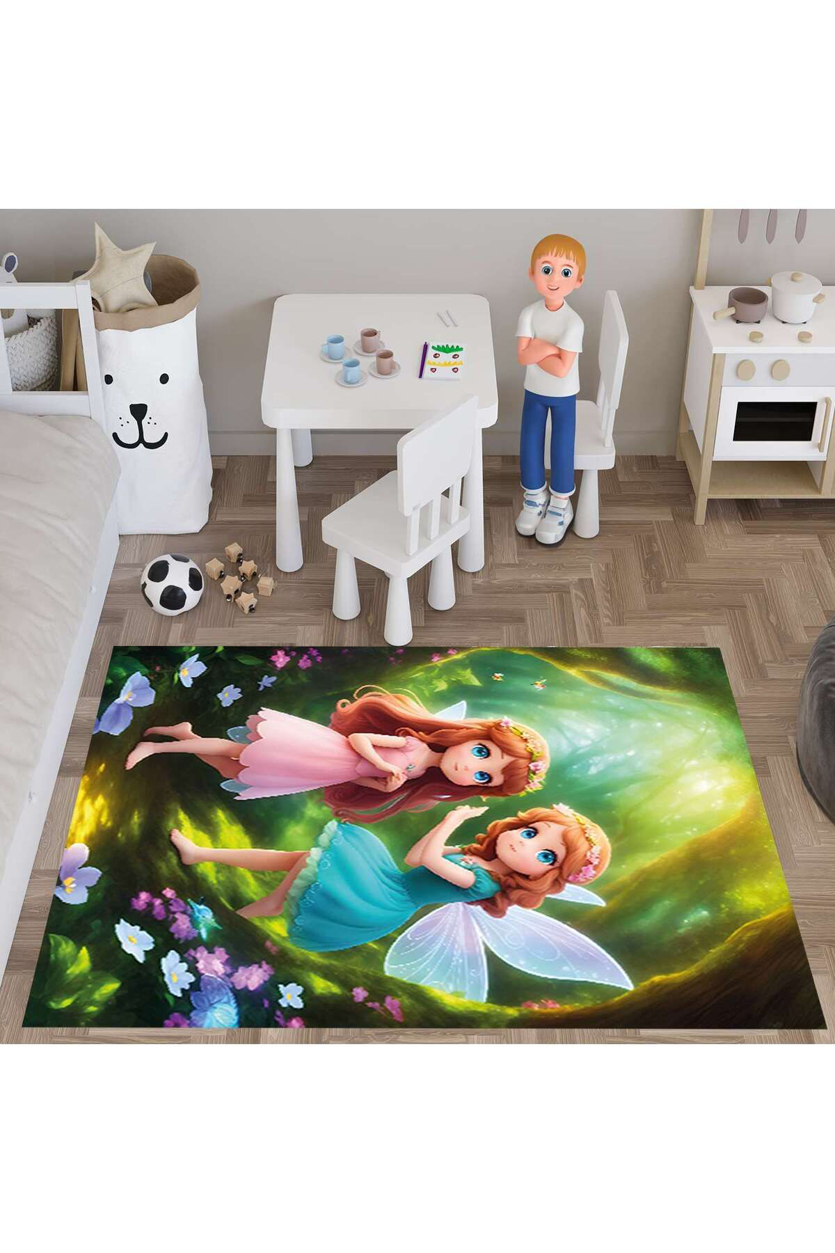 Evan Home Çocuk Odası Takım Perde (İki Kanat),Yatak Örtüsü,Yastık,Kırlent ,Halı,