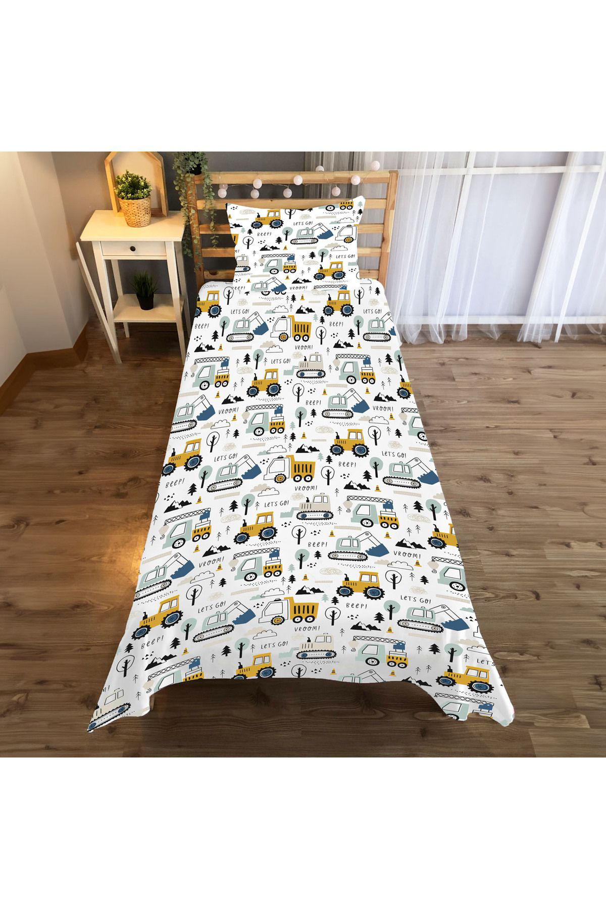 Evan Home Çocuk Odası Takım Perde (İki Kanat),Yatak Örtüsü,Yastık,Kırlent ,Halı,