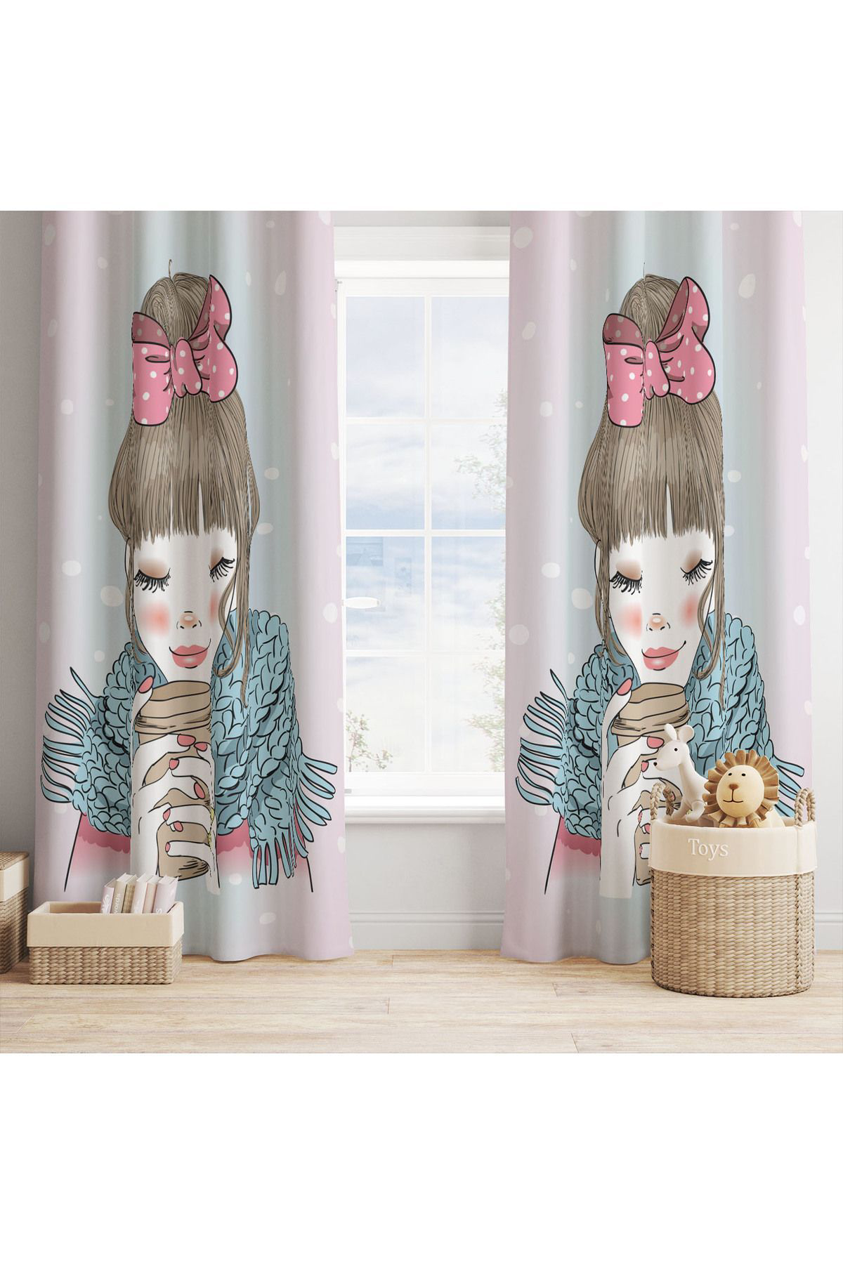 Evan Home Çocuk Odasi Takim Perde (İki Kanat),Yatak Örtüsü,Yastik,Kirlent ,Hali,Tablo