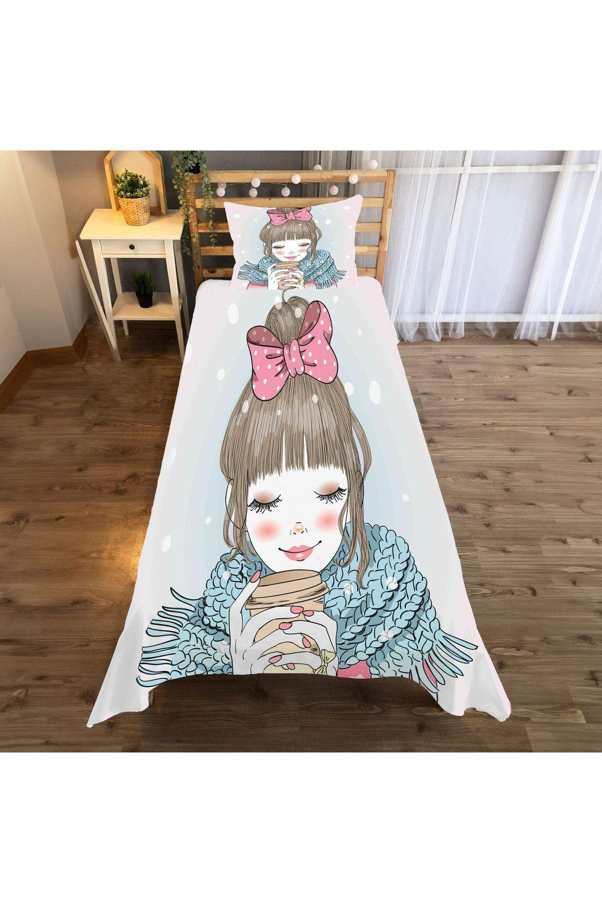 Evan Home Çocuk Odasi Takim Perde (İki Kanat),Yatak Örtüsü,Yastik,Kirlent ,Hali,Tablo