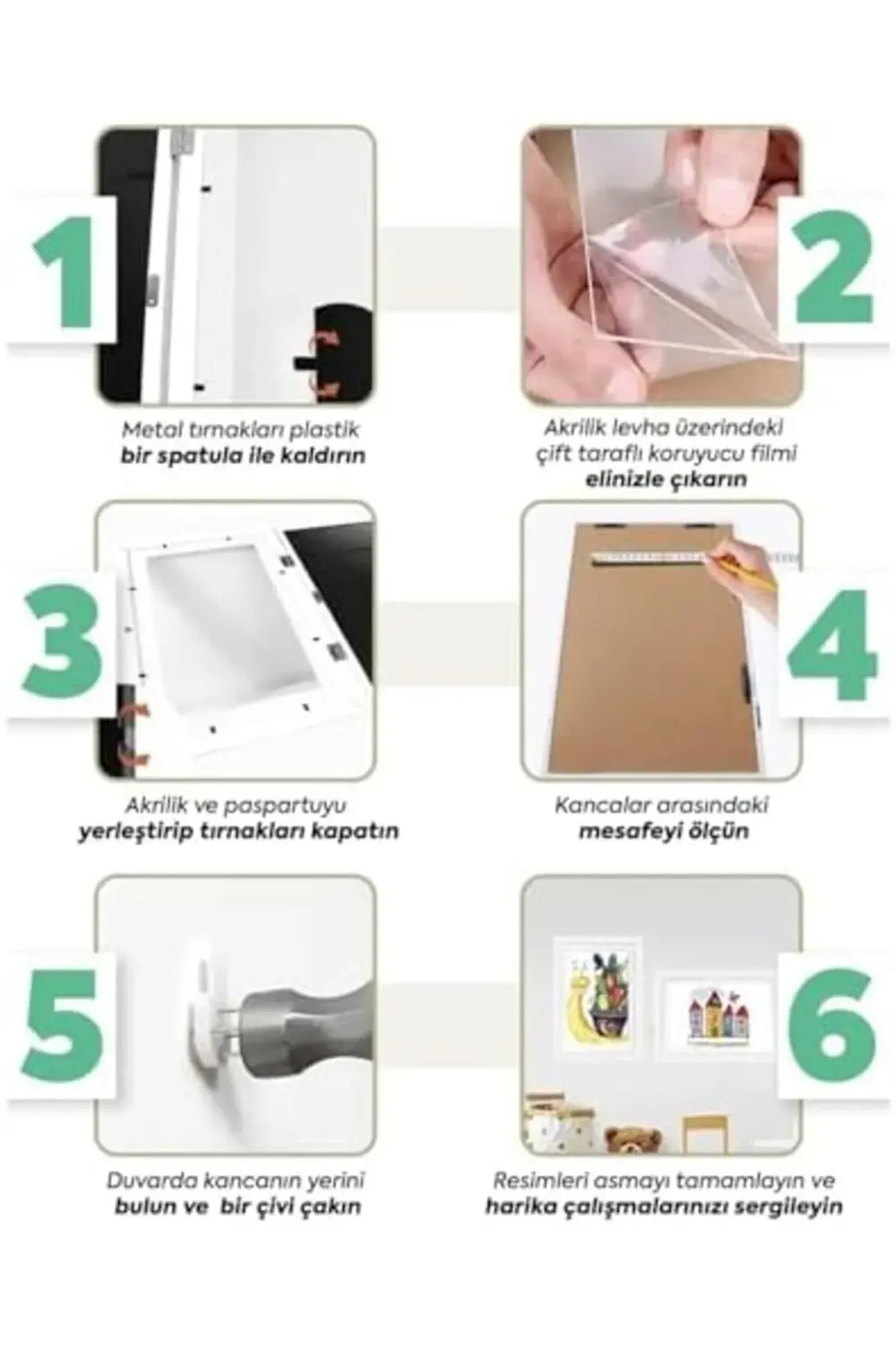 Çocuk Resim Sanat Çerçevesi – Kapaklı, Duvara Asılabilir, Etkinli