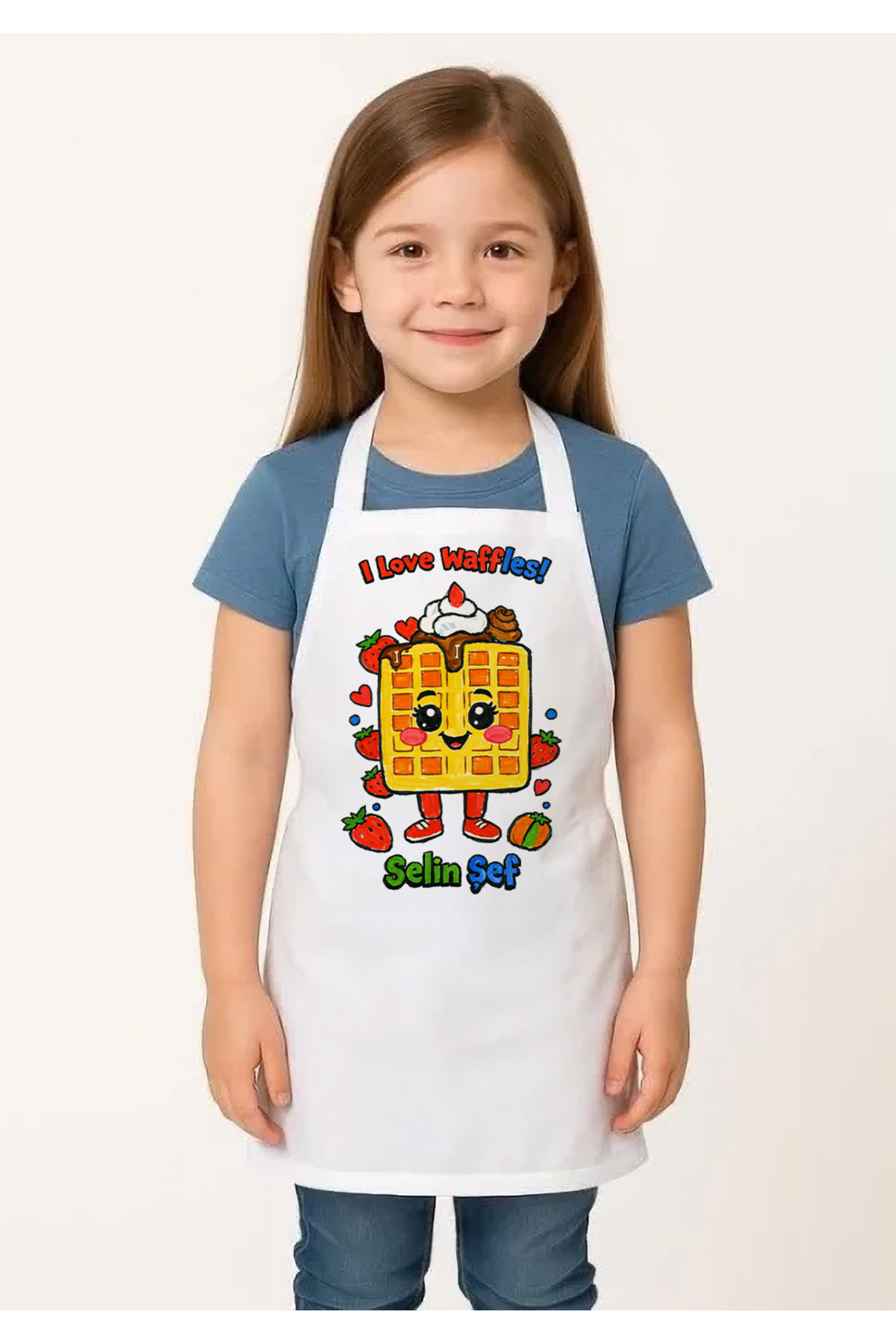 Çocuk Şef Önlüğü Boyama Seti – Kişiye Özel İsimli, Waffle Desenli