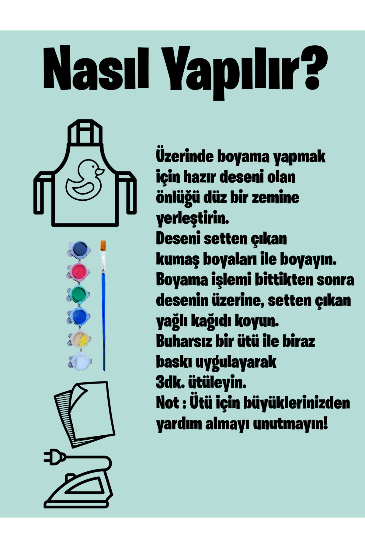 Çocuk Şef Önlüğü Boyama Seti – Kişiye Özel İsimli, Pizza Desenli,