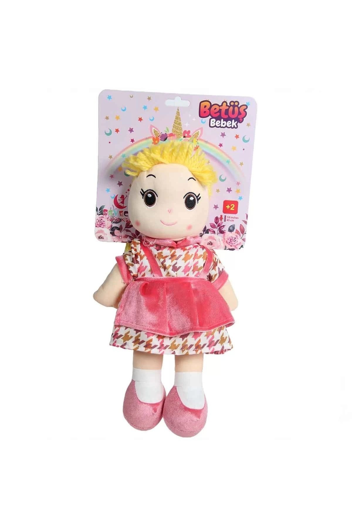 Oyuncak Store Çocuk Sevimli Kadife Elbiseli Bez Bebek Betüş 50 Cm