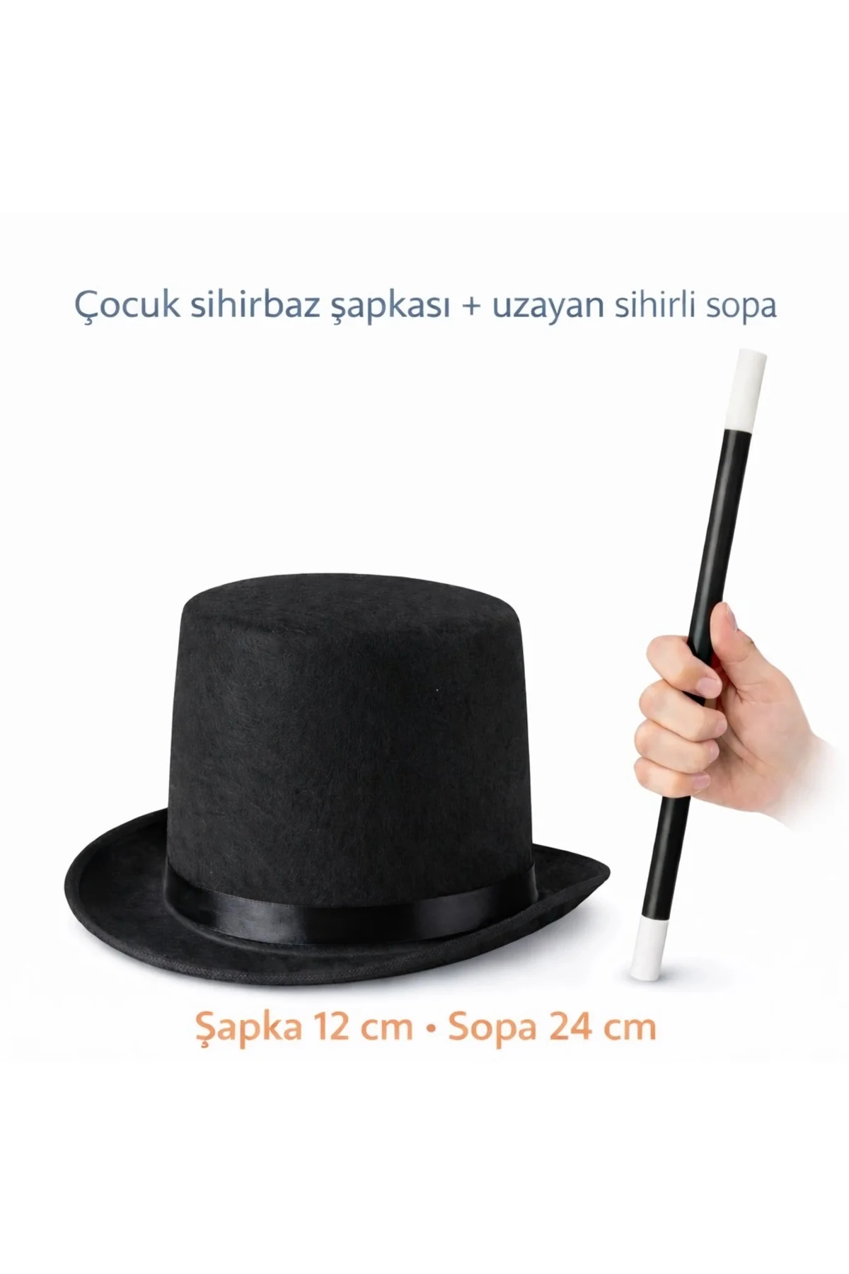 Çocuk Sihirbaz Şapkası Ve Uzayan Yaylı Sihirli Sopa Seti - Lisiny