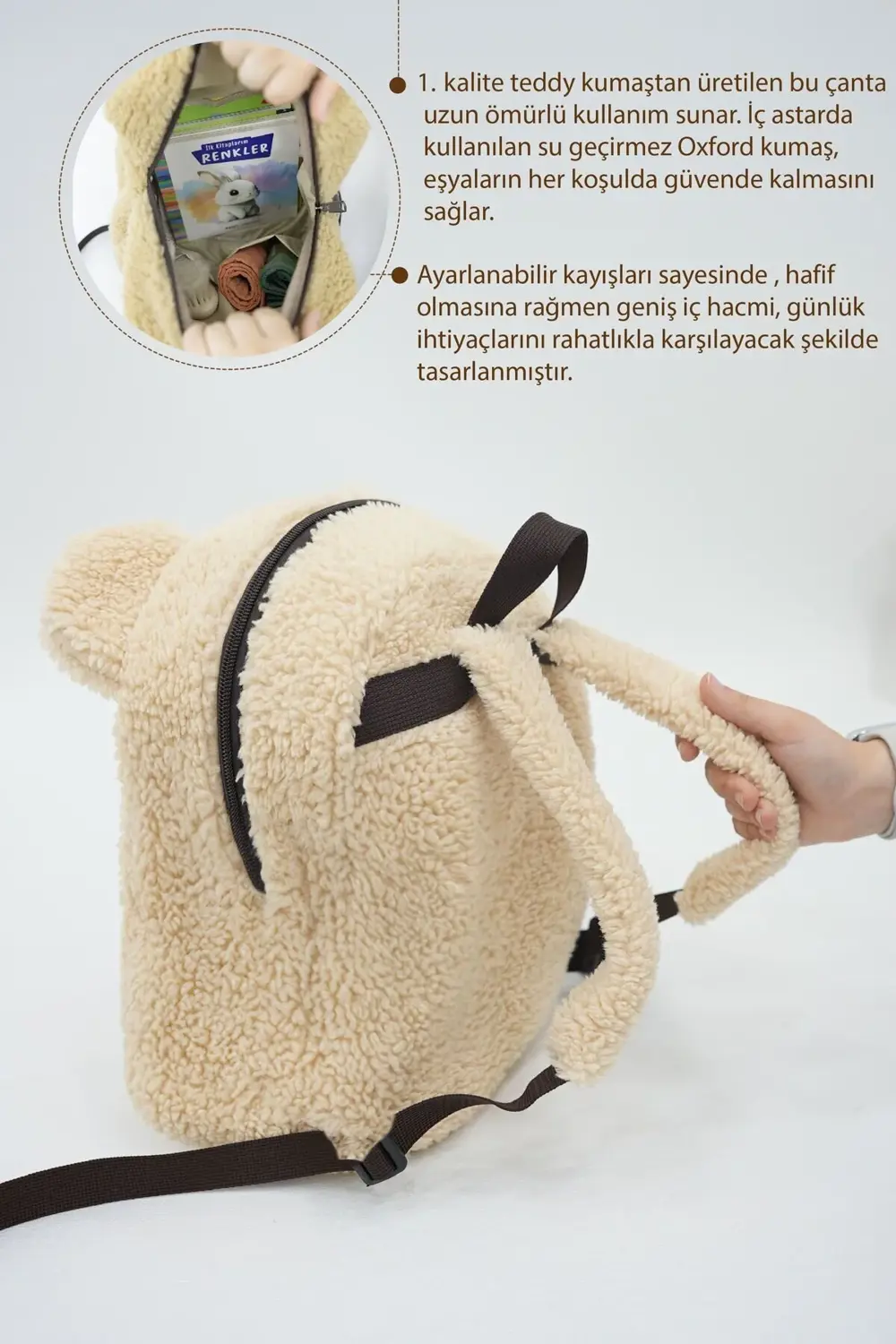 Çocuk Sırt Çantası: Kreş/Anasınıfı İçin Teddy Kumaş Çanta, Morted