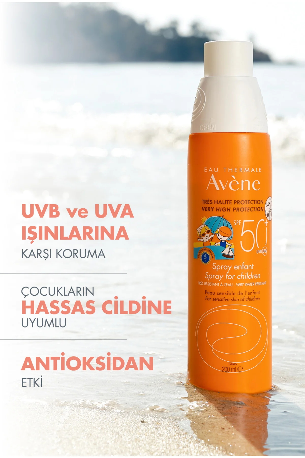 Çocuk Sprey Güneş Kremi SPF 50+ Vücut için Yüksek Koruma Sağlayan