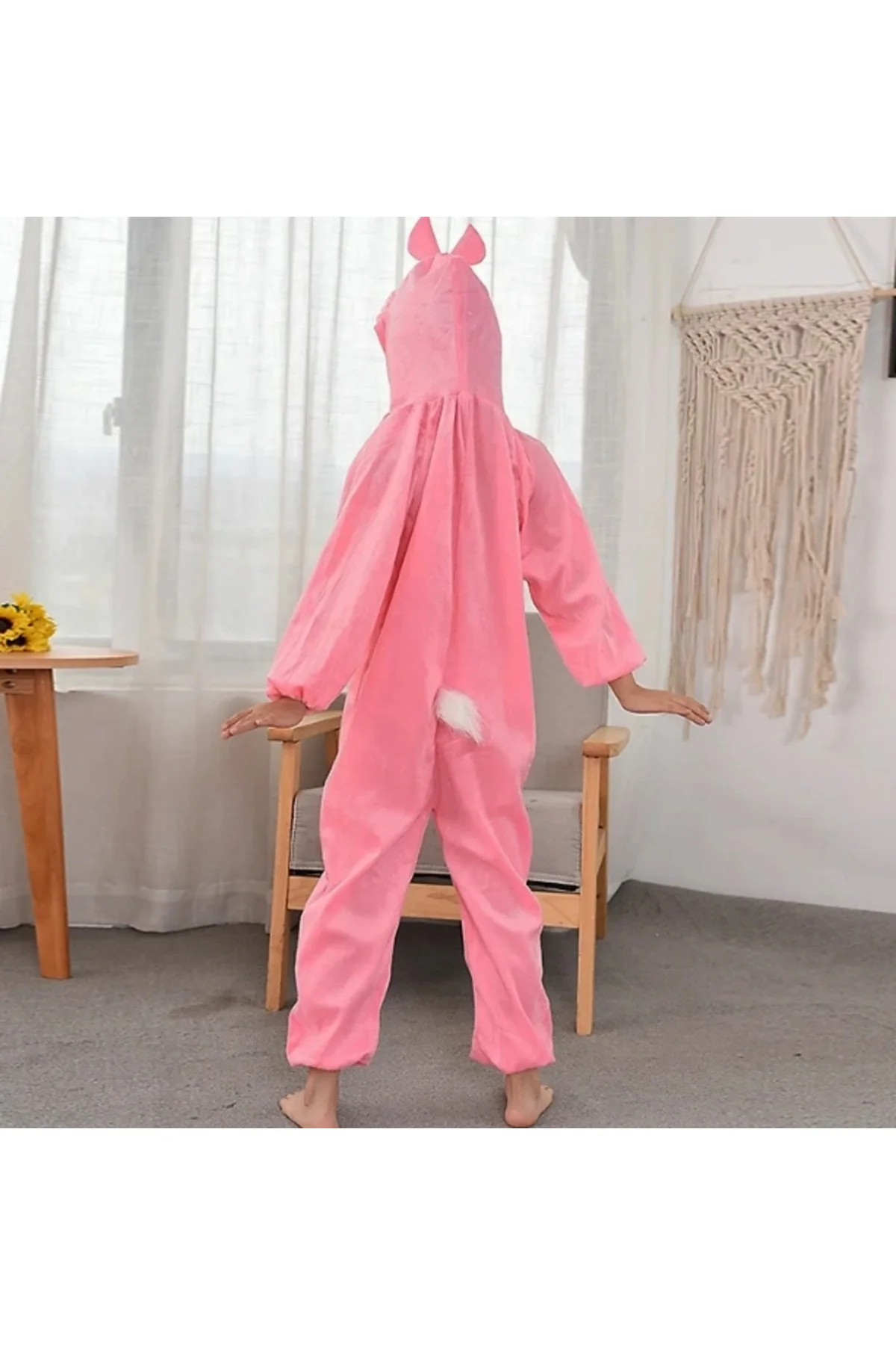 Çocuk Tavşan Kostümü Pembe Renk 6-7 Yaş 120 Cm - Görsel 3