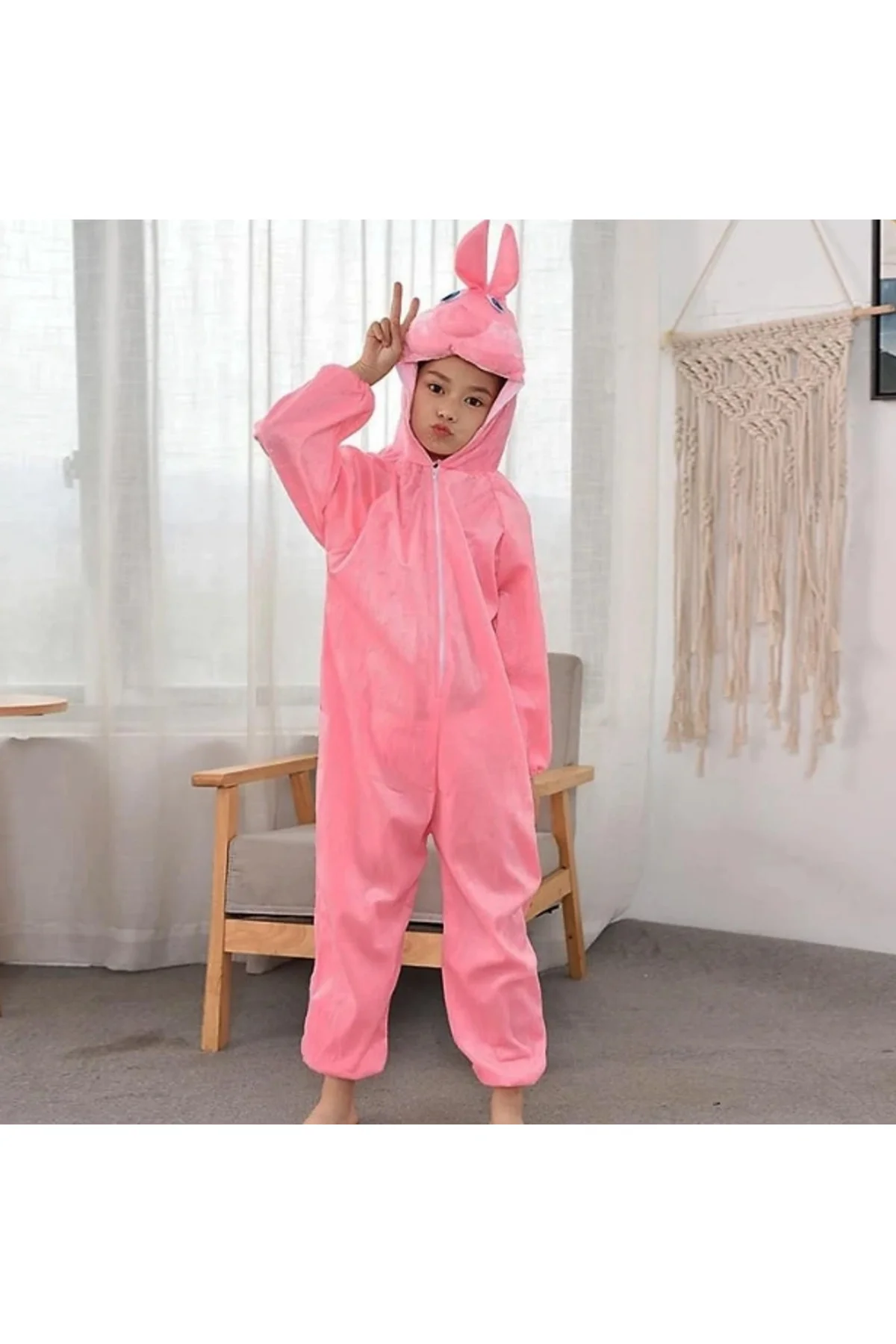 Çocuk Tavşan Kostümü Pembe Renk 4-5 Yaş 100 Cm Çocuk Tavşan Kostümü Pembe Renk 4-5 Yaş 100 Cm - Görsel 4