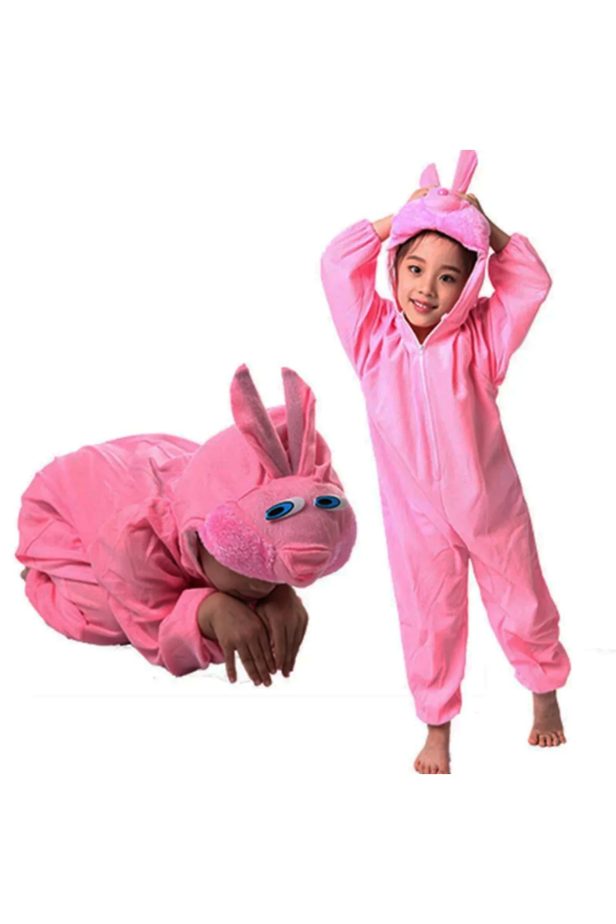 Çocuk Tavşan Kostümü Pembe Renk 4-5 Yaş 100 cm