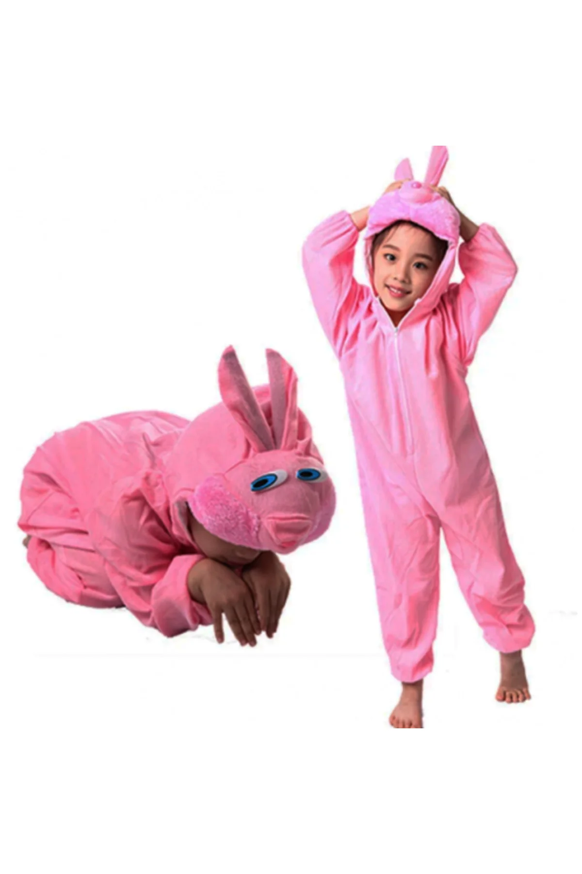 Çocuk Tavşan Kostümü Pembe Renk 4-5 Yaş
